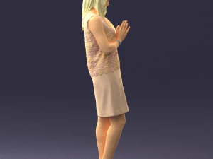 young blonde in prey pose 0361 3D Model