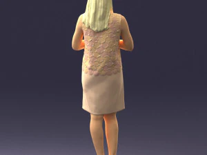 young blonde in prey pose 0361 3D Model