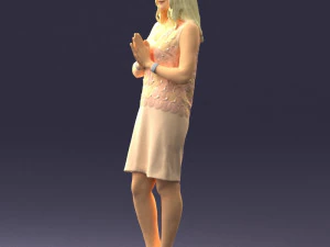 young blonde in prey pose 0361 3D Model