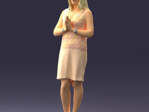 young blonde in prey pose 0361 3D Model