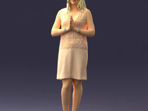 young blonde in prey pose 0361 3D Model