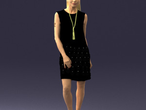 blonde girl in black dress 0360 Modelo 3D