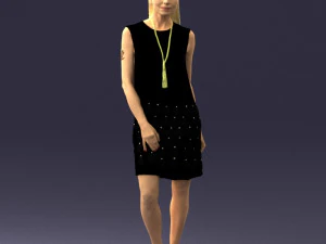 blonde girl in black dress 0360 3D Model