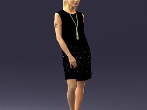 blonde girl in black dress 0360 Modelo 3D