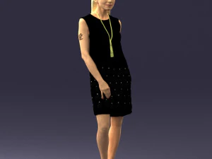 blonde girl in black dress 0360 3D Model