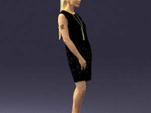 blonde girl in black dress 0360 Modelo 3D