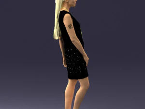 blonde girl in black dress 0360 3D Model