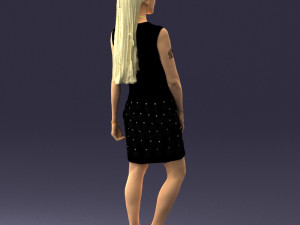 blonde girl in black dress 0360 Modelo 3D