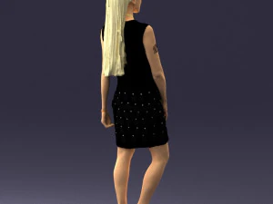 blonde girl in black dress 0360 3D Model