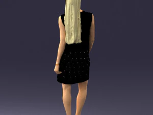 blonde girl in black dress 0360 3D Model