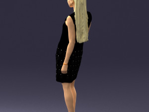 blonde girl in black dress 0360 Modelo 3D