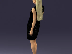 blonde girl in black dress 0360 3D Model