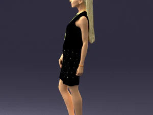 blonde girl in black dress 0360 3D Model