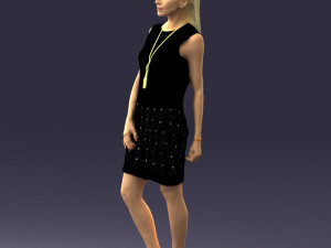 blonde girl in black dress 0360 Modelo 3D
