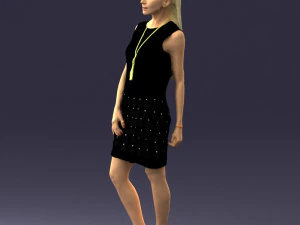 blonde girl in black dress 0360 3D Model