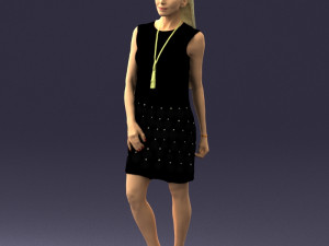 blonde girl in black dress 0360 Modelo 3D