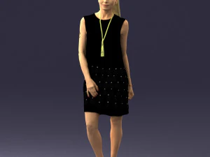 blonde girl in black dress 0360 3D Model