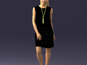 blonde girl in black dress 0360 3D Model