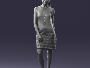blonde girl in black dress 0360 Modelo 3D