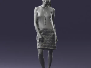 blonde girl in black dress 0360 3D Model
