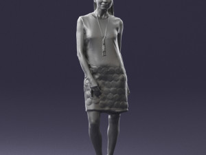 blonde girl in black dress 0360 Modelo 3D