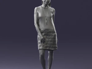 blonde girl in black dress 0360 3D Model