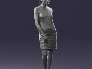 blonde girl in black dress 0360 3D Model