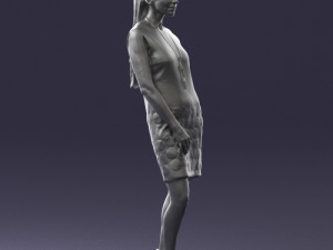 blonde girl in black dress 0360 Modelo 3D