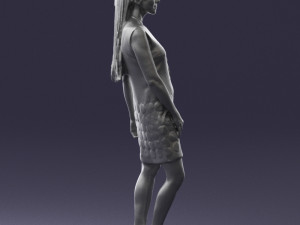 blonde girl in black dress 0360 Modelo 3D