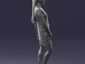 blonde girl in black dress 0360 3D Model