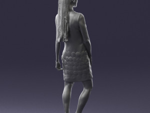 blonde girl in black dress 0360 Modelo 3D