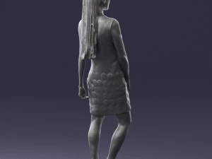blonde girl in black dress 0360 3D Model