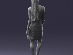 blonde girl in black dress 0360 Modelo 3D
