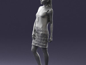 blonde girl in black dress 0360 Modelo 3D