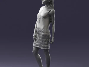 blonde girl in black dress 0360 3D Model