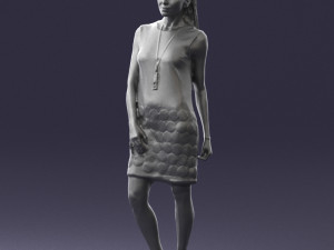 blonde girl in black dress 0360 Modelo 3D