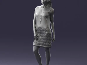 blonde girl in black dress 0360 3D Model