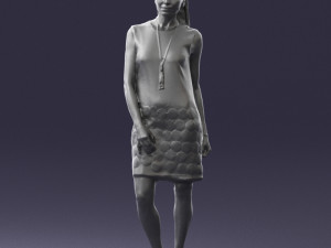 blonde girl in black dress 0360 Modelo 3D