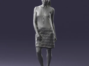 blonde girl in black dress 0360 3D Model