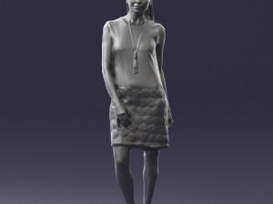 blonde girl in black dress 0360 Modelo 3D