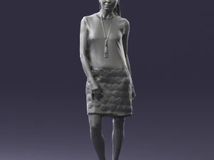 blonde girl in black dress 0360 3D Model