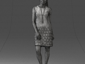 blonde girl in black dress 0360 Modelo 3D