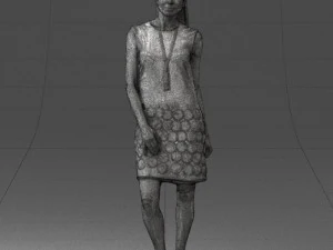 blonde girl in black dress 0360 3D Model