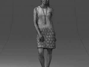blonde girl in black dress 0360 Modelo 3D