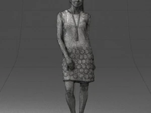 blonde girl in black dress 0360 3D Model