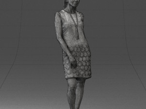 blonde girl in black dress 0360 Modelo 3D