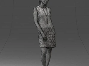 blonde girl in black dress 0360 3D Model