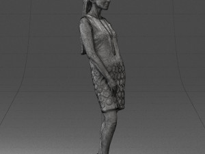 blonde girl in black dress 0360 Modelo 3D