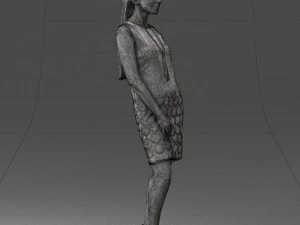 blonde girl in black dress 0360 3D Model
