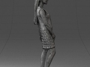 blonde girl in black dress 0360 Modelo 3D